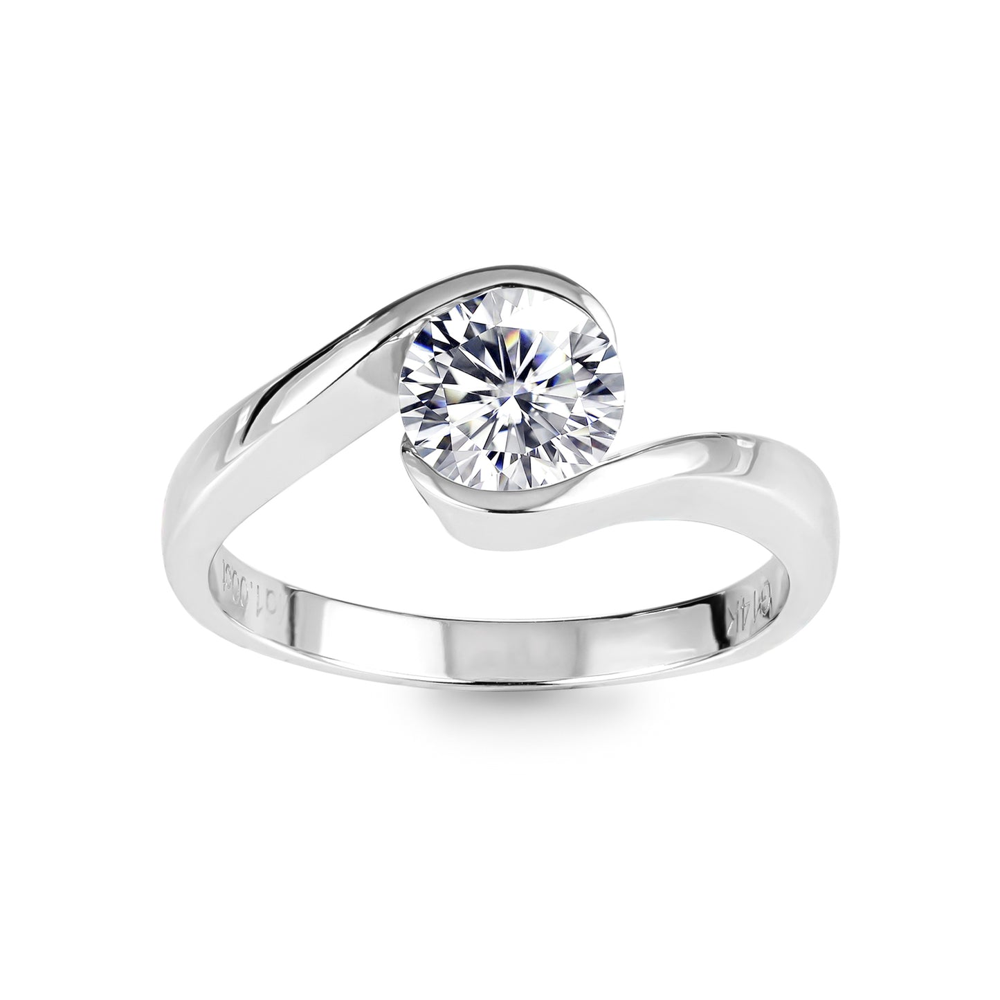 Wave Half Bezel Solitaire Diamond Ring (0.30ct ~ 1.50ct)