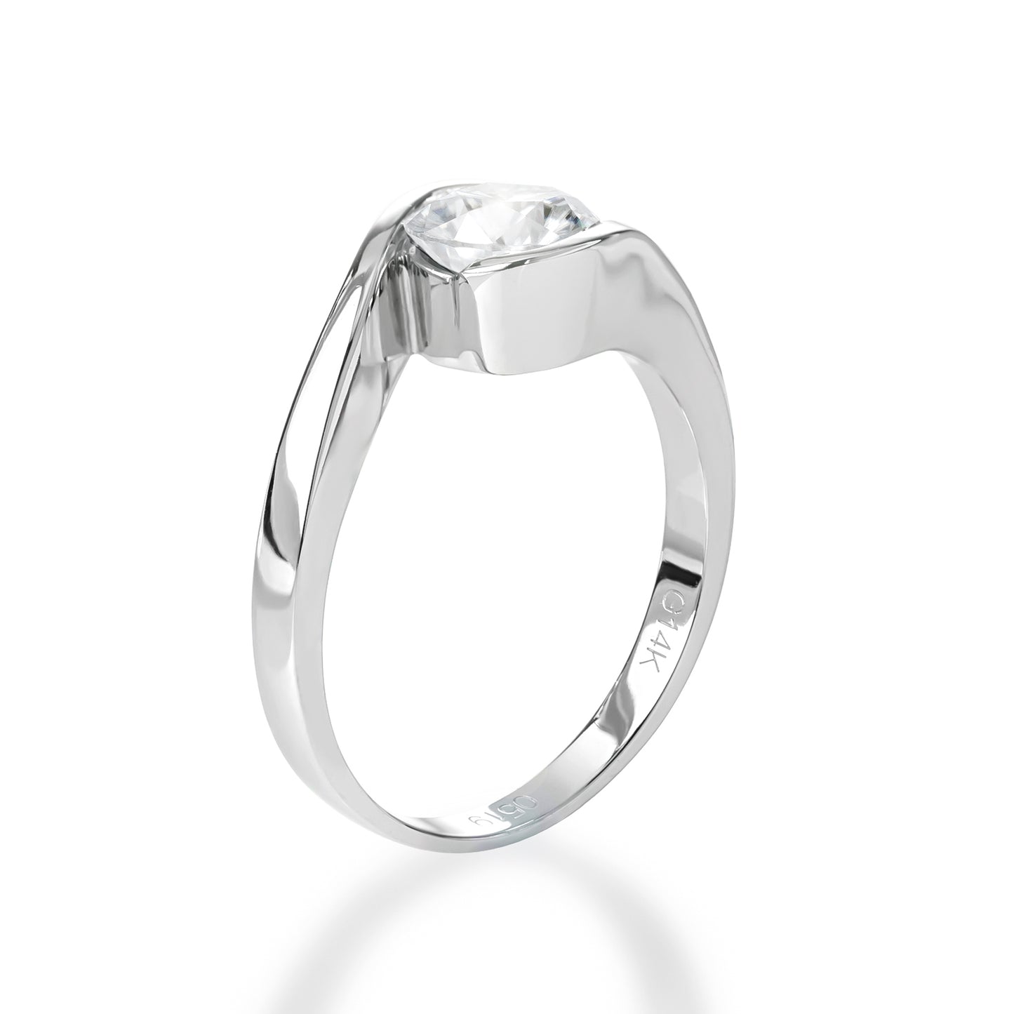 Wave Half Bezel Solitaire Diamond Ring (0.30ct ~ 1.50ct)