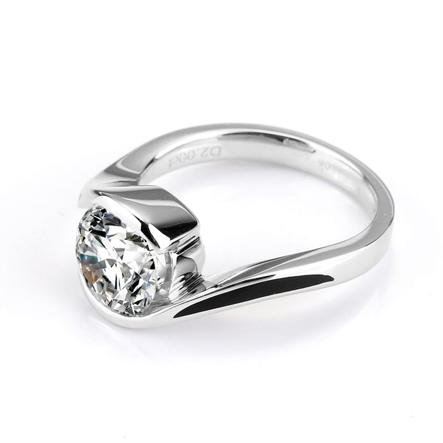 Wave Half Bezel Solitaire Diamond Ring (0.30ct ~ 1.50ct)