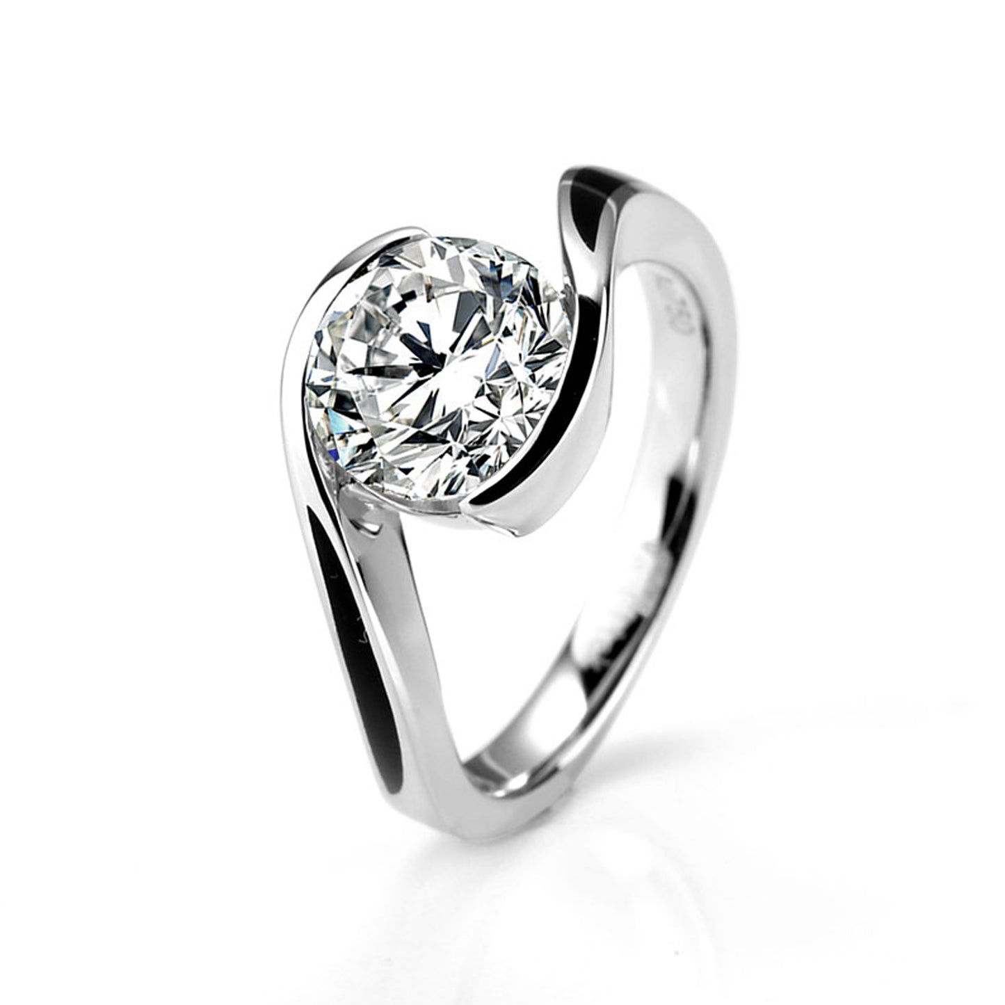 Wave Half Bezel Solitaire Diamond Ring (0.30ct ~ 1.50ct)