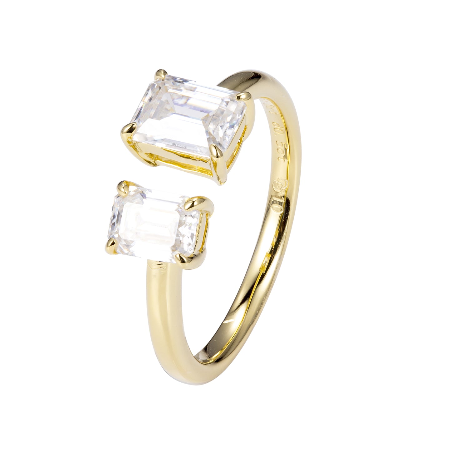 Emerald Cut Cuff Ring (1.0ct + 0.55ct)