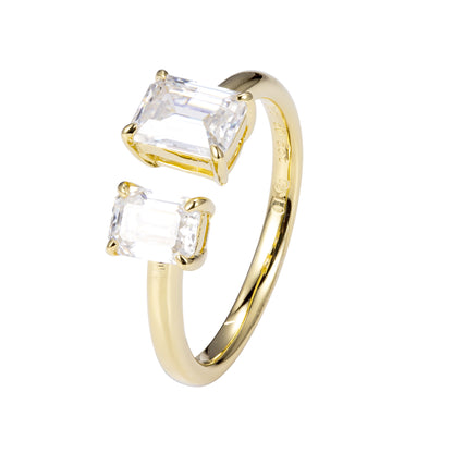 Emerald Cut Cuff Ring (1.0ct + 0.55ct)