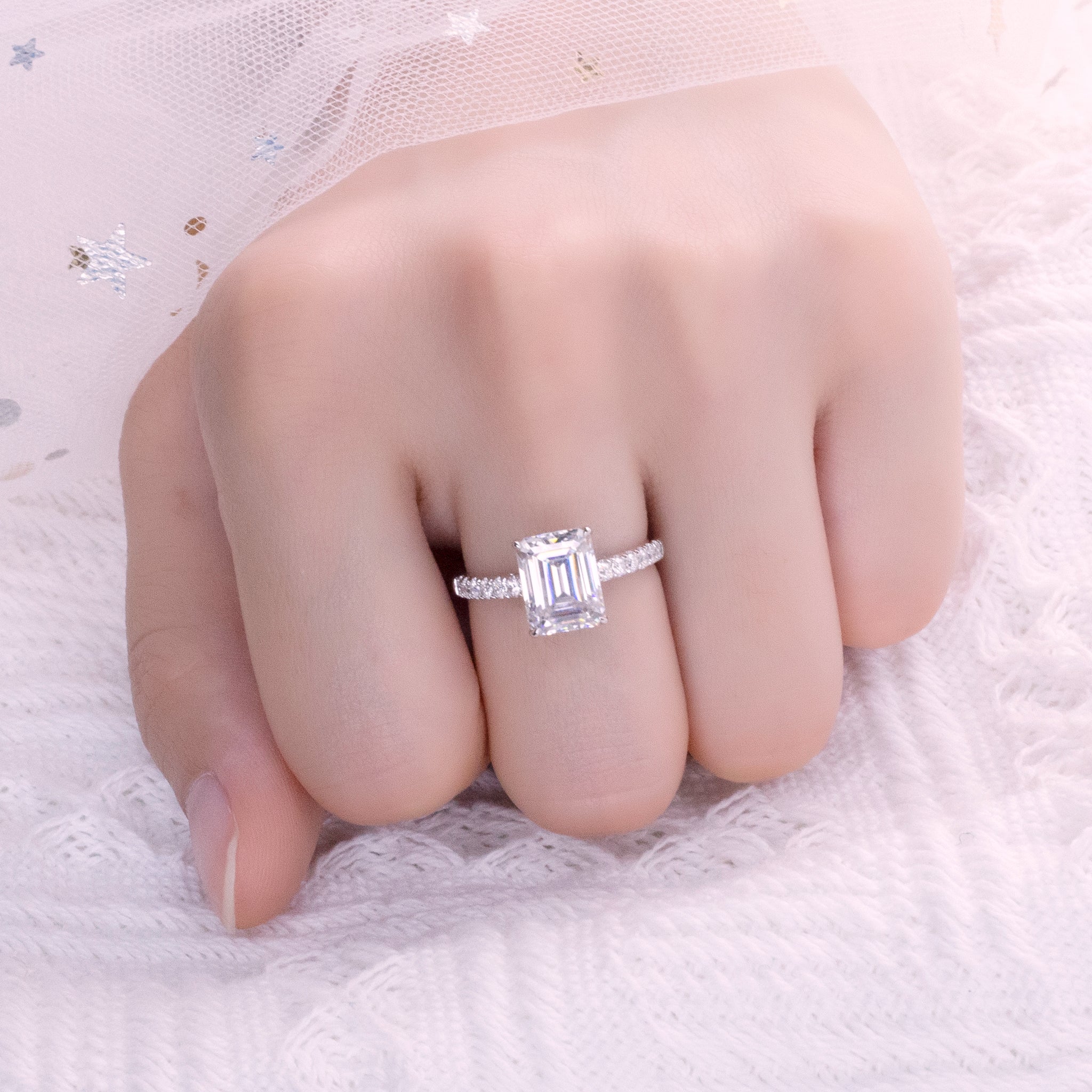 Emerald Cut Diamond Half-Eternity Ring (0.30ct ~ 1.50ct)