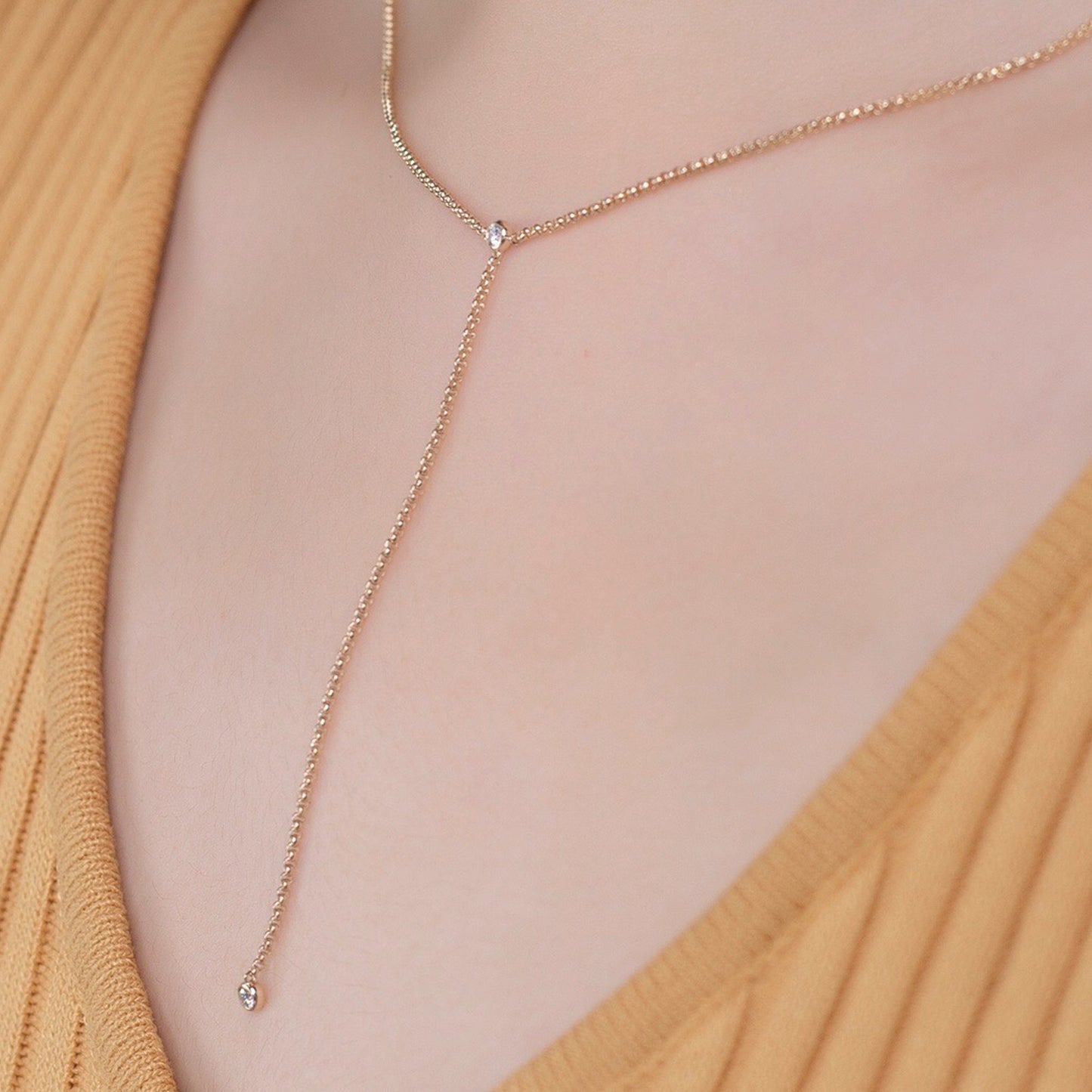 Y Line Diamond Necklace (Total 0.07ct)